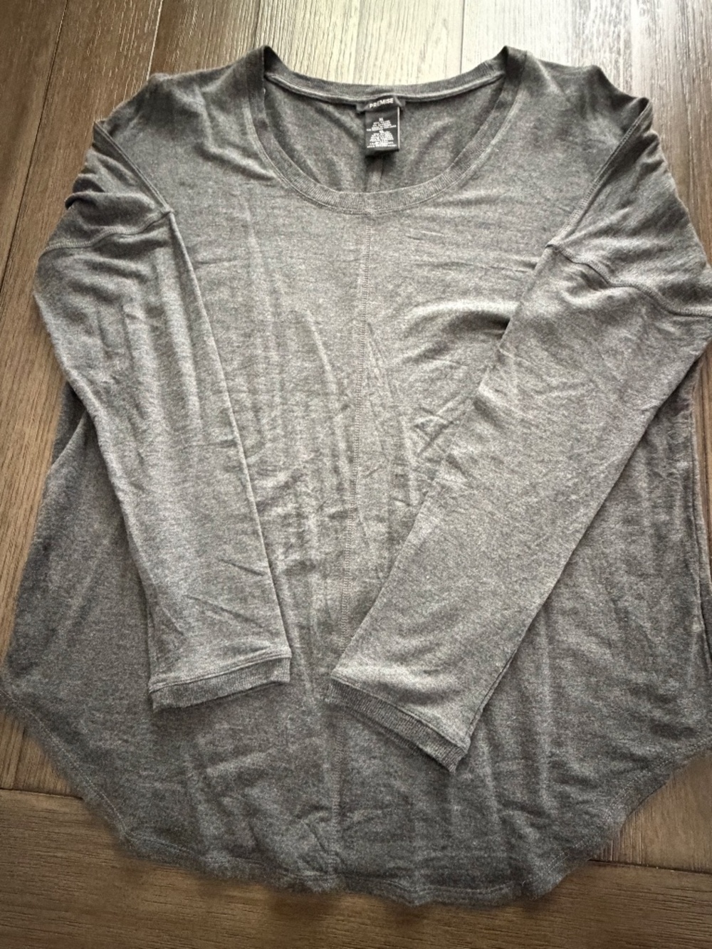 Premise Charcoal Heather Long Sleeve Tunic Top XL Rayon Stretch